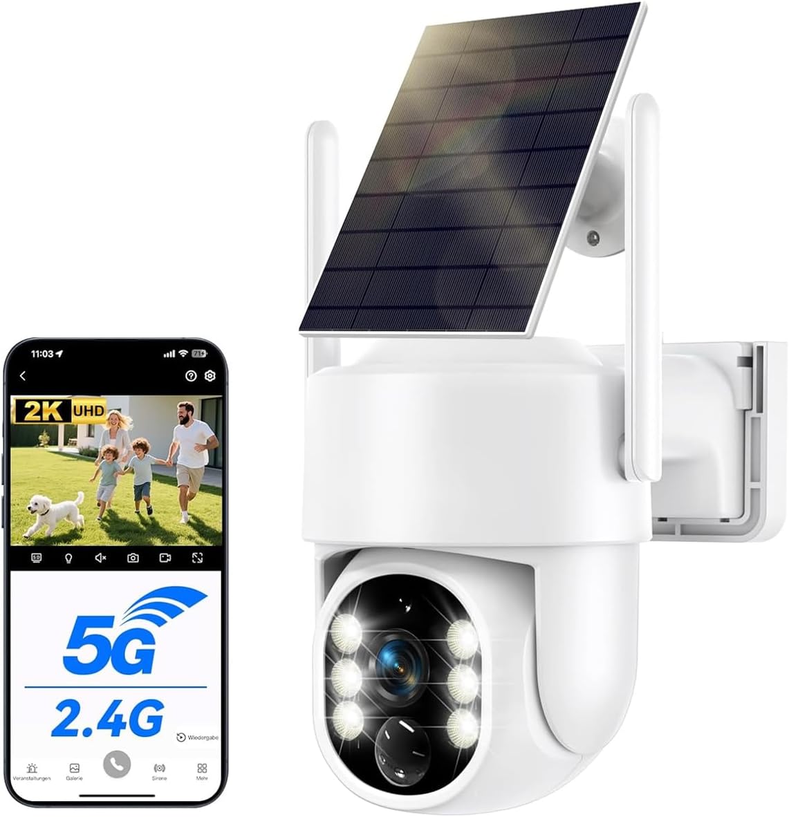 2.5K 4MP Solar Wireless Outdoor Camera (White)