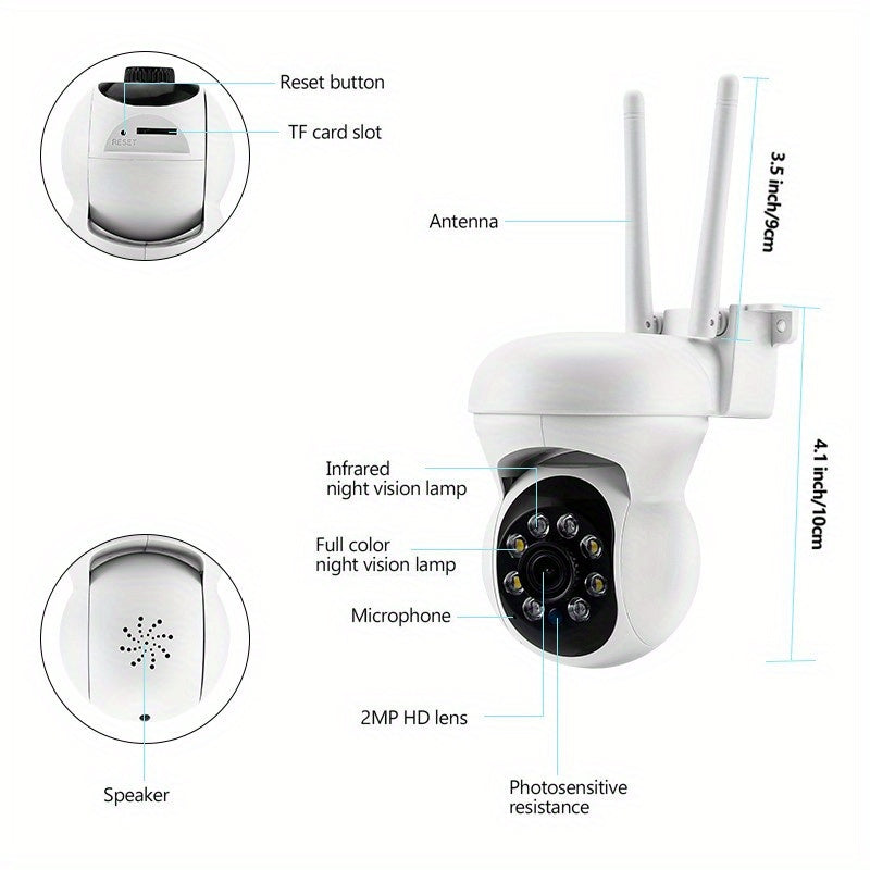 2mp 5g Wifi Ip Outdoor Surveillance Camera 1080p Night Vision Ai Detection Human Security Cctv 4x Digital Zoom